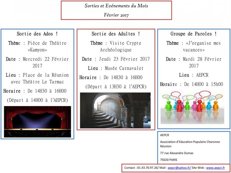 Sorties evenements fevrier 2017